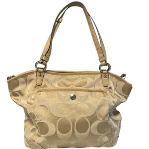 Coach Cream and Gold Shoulder Bag with Elegant Metallic Finish